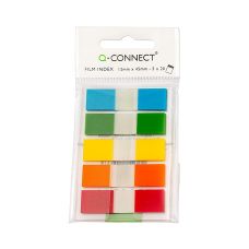 Zakładki indeksujące Q-CONNECT, PP, 12x45mm, 100 kart., zawieszka, mix kolorów