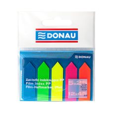 Zakładki indeksujące DONAU, PP, 12x45mm, strzałka, 5x25 kart., mix kolorów