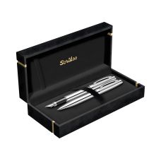 Zestaw pióro + długopis Scrikss Oscar 39 w tekturowym etui, kolor chrom