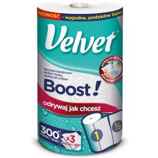 Ręcznik Papierowy Velvet Boost! Super Strong Trzywarstwowy 300 Listków