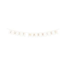 Baner Dekoracyjny Just Married Biały Złoty 15 x 155 cm