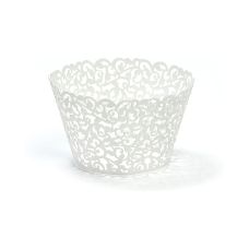 Papilotki na Muffinki Białe z Ornamentem 5,5x8,5 cm (10 sztuk)
