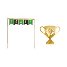 Topper na Tort Piłka Puchar Goal! Mix Wzorów 15.5-20cm 2 sztuki