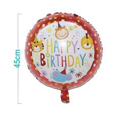 Balon foliowy Happy Birthday ze zwierzętami, mix kolorów, 45 cm, 1 sztuka