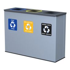 Kosz Na Śmieci Alda Eko Station, Do Segregacji, 3X60L, Stal Powlekana Organicznie, Szary