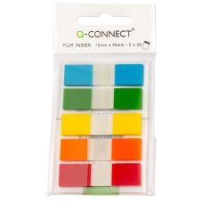 Zakładki indeksujące Q-CONNECT, PP, 12x45mm, 100 kart., zawieszka, mix kolorów