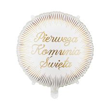 Balon Foliowy Pastylka Pierwsza Komunia Święta Biały Złoty 35x35 cm