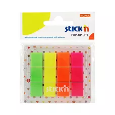 Zakładki indeksujące w podajniku 45x12mm, 4 kolory neonowe
