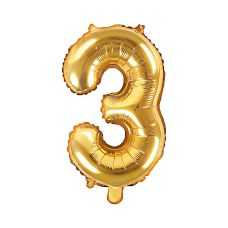 Balon Foliowy Cyfra 3 Złoty 35 cm