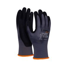 Rękawice ochronne DONAU SAFETY Flex-Dotted kat. II rozmiar 7 szare z nakropieniem