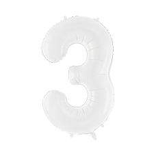 Balon Foliowy Cyfra "3" Biały 86 cm