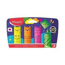 Zakreślacze mini Kawaii Fluo blister 4 sztuki