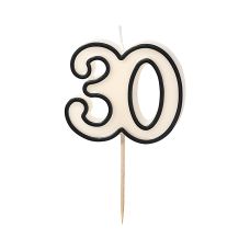 Świeczka Urodzinowa Liczba 30 Biało-Czarna 5,5cm