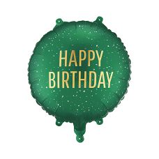 Balon Foliowy Pastylka "Happy Birthday" Ciemnozielony 35x35 cm