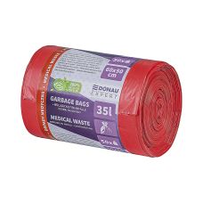 Worki na odpady medyczne DONAU EXPERT, LDPE, 35l, 50 szt., czerwone