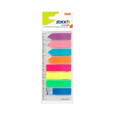 Zakładki Indeksujące Foliowe Neonowe 8 Kolorów z Linijką 45x12 mm