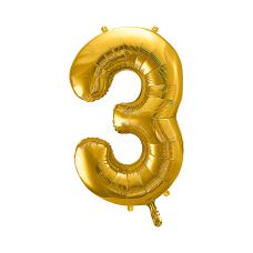 Balon Foliowy Cyfra "3" Złoty 86cm