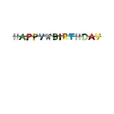 Girlanda papierowa dekoracyjna Happy Birthday, długość 1,4 m, wysokość 11 cm, 1 sztuka