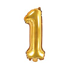 Balon Foliowy Cyfra 1 Złoty 35cm do Powietrza