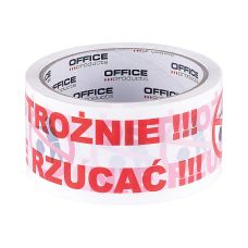 Taśma pakowa PP "Ostrożnie nie rzucać" biała 48mm x 50y 36mic 1szt.