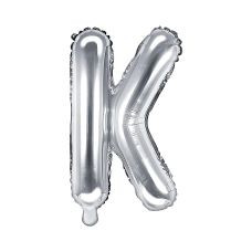 Balon Foliowy Litera K Srebrny, 35cm, do Powietrza