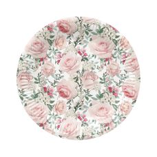 Talerz papierowy okrągły z wzorem Roses średnica 23 cm elegancki zestaw 8 sztuk