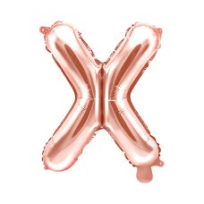 Balon Foliowy Litera "X" Różowe Złoto 35cm do Powietrza