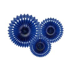 Rozety Dekoracyjne z Bibuły Granatowe Zestaw 20-30 cm (3 sztuki)