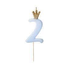 Świeczka Urodzinowa Cyferka 2 Jasnoniebieska 9.5 cm