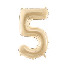 Balon Foliowy Cyfra 5 Beżowy 72cm Dekoracyjny na Eventy