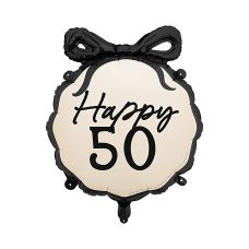 Balon Foliowy Pastylka Happy 50 Urodziny Jubileusz Mix Kolorów 47.5x45 cm