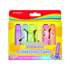 Farby plakatowe w sztyfcie KEYROAD pastelowe 6x10g w pudełku mix kolorów