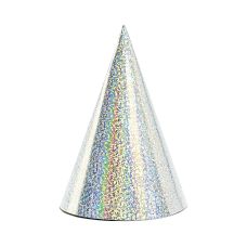 Czapeczki Imprezowe Holograficzne Srebrne 16 cm Opakowanie 6 Sztuk
