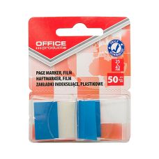 Zakładki indeksujące OFFICE PRODUCTS, PP, 25x43mm, 1x50 kart., blister, niebieskie