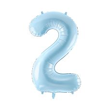 Balon Foliowy Cyfra "2" Jasny Niebieski 86cm
