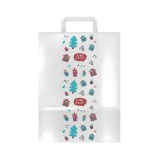 Torby papierowe z uchwytem płaskim wzorem świątecznym 32 x 16 x 40 cm 250 szt.