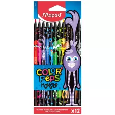 Kredki Color'Peps Monster Trójkątne w Czarnej Obudowie 12 sztuk