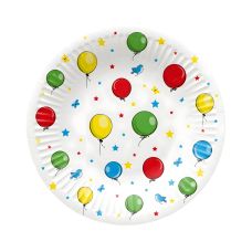 Talerz papierowy okrągły z wzorem Baloons kolorowy średnica 18 cm 8 sztuk