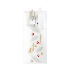 Torebki papierowe na sztućce z serwetką wzór Noel 22,5 x 11,2 cm 250 szt.
