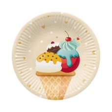 Talerze papierowe okrągłe Ice Cream 18 cm 8 sztuk