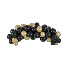 Girlanda Balonowa Czarno-Złota Zestaw 200cm, 60 sztuk