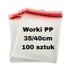 Worek foliowy polipropylenowy z klapką i otworem odpowietrzającym 350x400mm 100 szt.