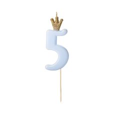 Świeczka Urodzinowa Cyferka 5 Jasnoniebieska 9.5cm