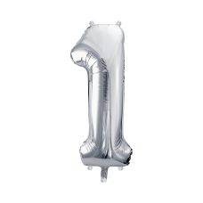 Balon Foliowy Cyfra 1 Srebrny Metalizowany 72cm