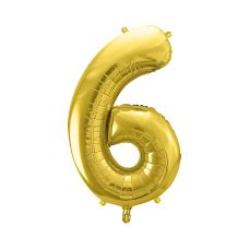 Balon Foliowy Cyfra 6 Jasny Złoty 72cm