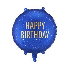Balon Foliowy Pastylka "Happy Birthday" Granatowy 35x35 cm