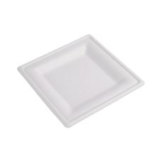 Talerz papierowy z trzciny cukrowej biały kwadratowy 20 x 20 cm 50 sztuk