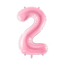 Balon Foliowy Cyfra 2 Różowy Pastelowy 86cm Samouszczelniający