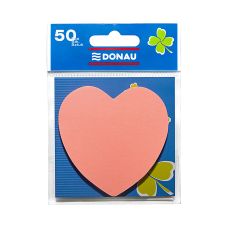 Bloczek samoprzylepny DONAU, 1x50 kart., serduszko, zawieszka, jasnoróżowy