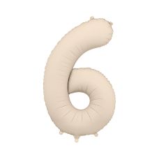 Balon Foliowy Cyfra 6 Matowy Jasnobeżowy 86cm
